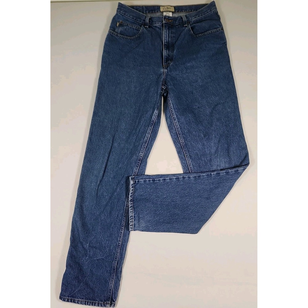 LL Bean Classic Fit Blue Denim Jeans Mens 33x33 Medium Wash Straight Leg